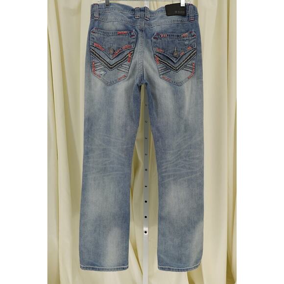 CJ Black Premium Men's Bootcut Distressed Embroidered Pocket Trim Jeans SZ 32X32 - Picture 9 of 16
